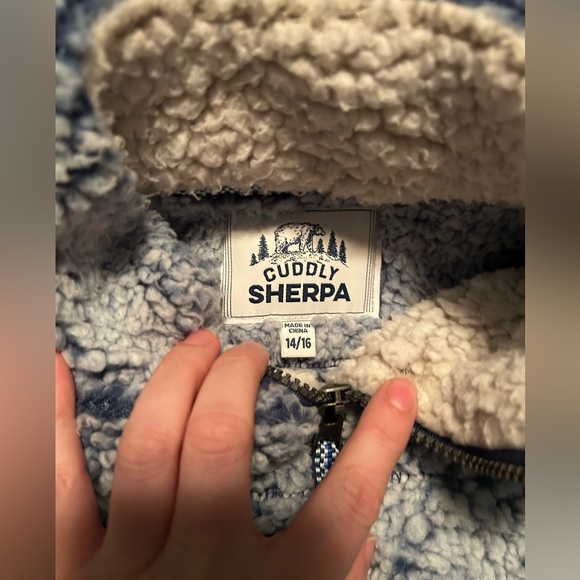 🐻☁️Cuddly Sherpa Navy Half-Zip - Picture 2 of 6